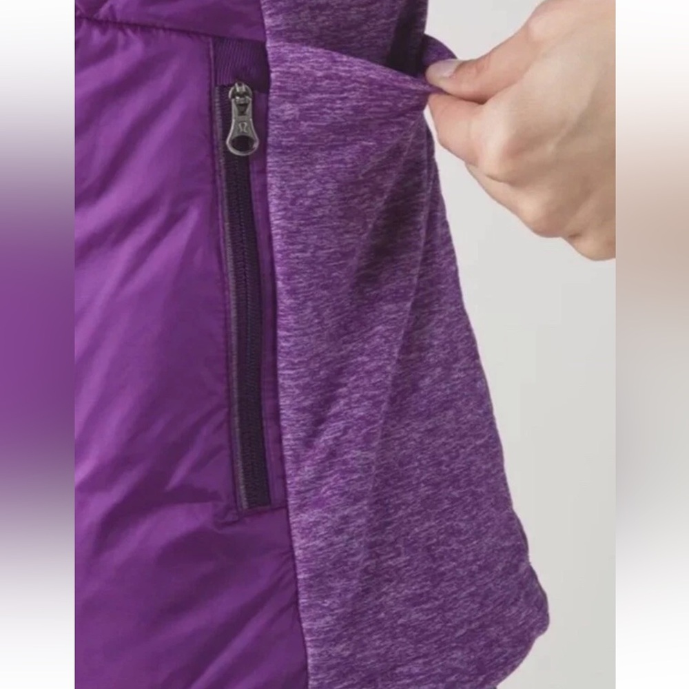 Lululemon Athletica Down For a Run Sz 8 Purple Quilted Full Zip Vest - Picture 5 of 11